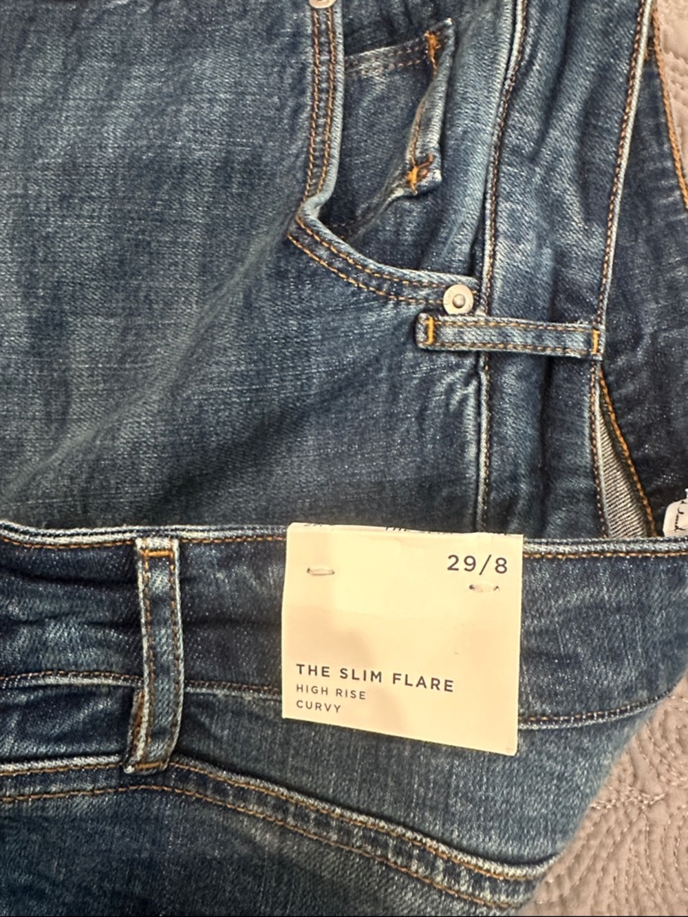 LOFT The Slim Flare High Rise Jeans in Dark Blue Denim